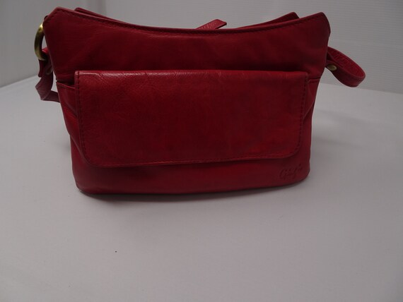 gigi red leather handbag