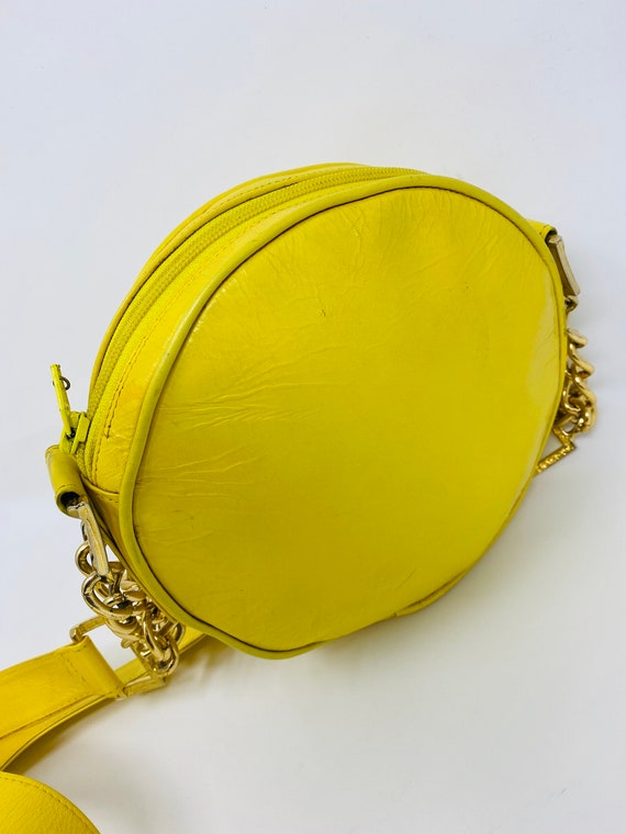 CUTE Yellow Leather Circular Handbag, Shoulder Or… - image 6