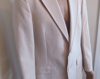 LOVELY Vintage 1980's Mens Cream Jacket / Blazer, Made In USA By 'Nino Cerruti', Chest 42" - Great!!