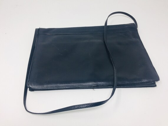 LOVELY Vintage Black Leather Shoulderbag / Clutch… - image 3