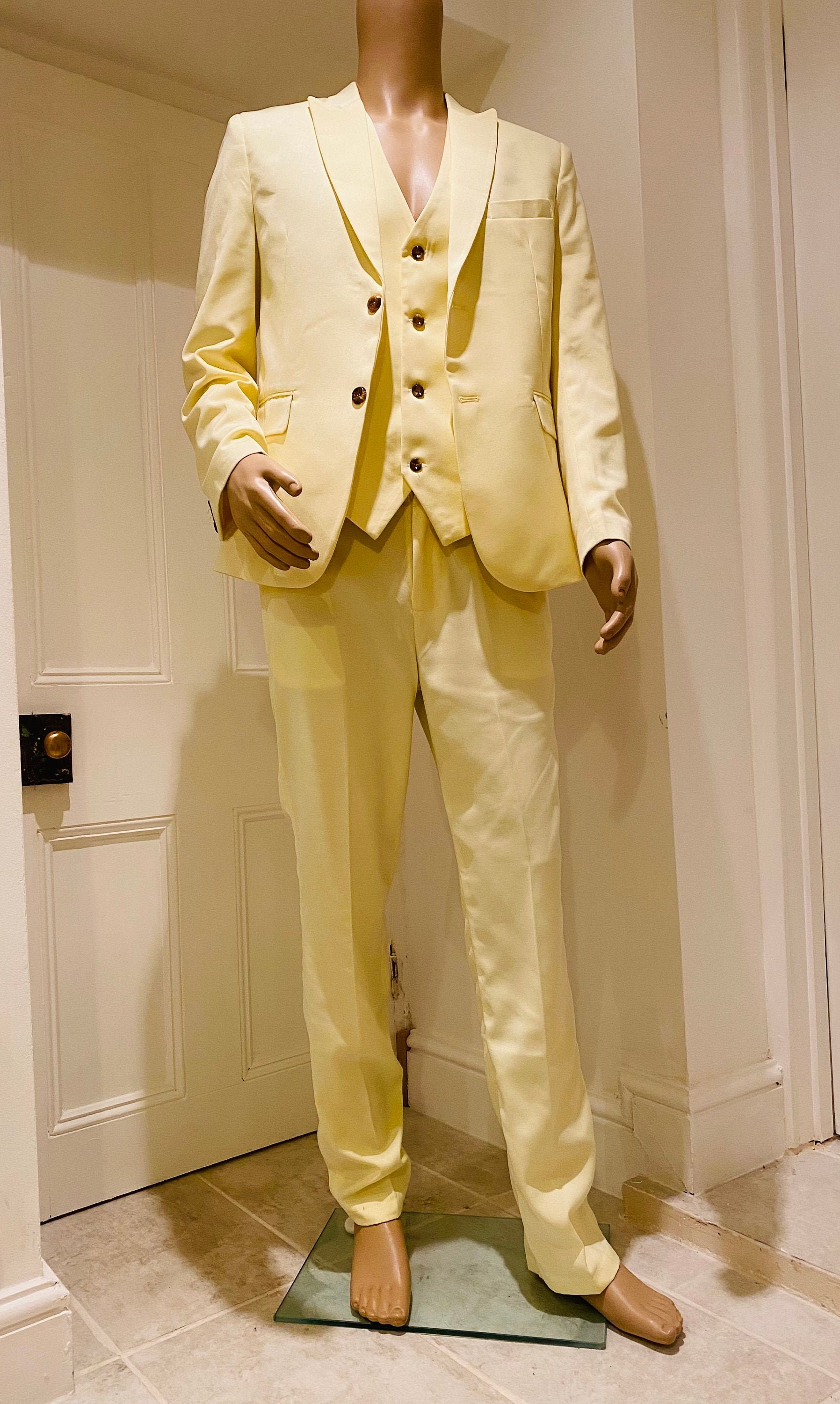 Nice Mens Pastel Yellow 3Piece Suit Lovely Etsy