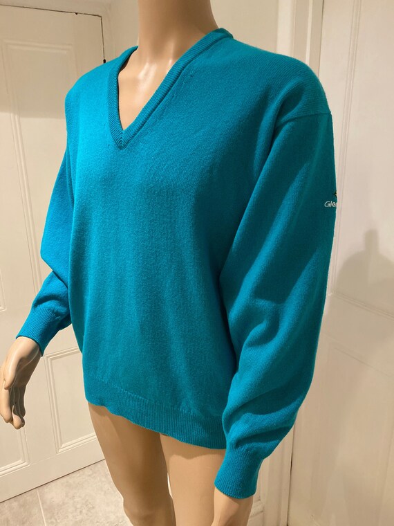 LOVELY Vintage 80's Turquoise Lambswool Jumper Ma… - image 1