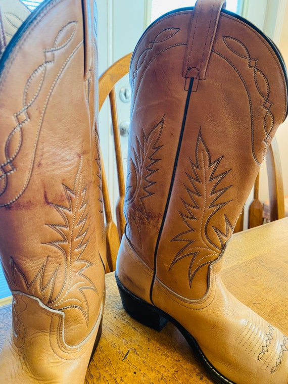 NICE Pair Of Vintage Mens Cowboy Boots Made In US… - image 5