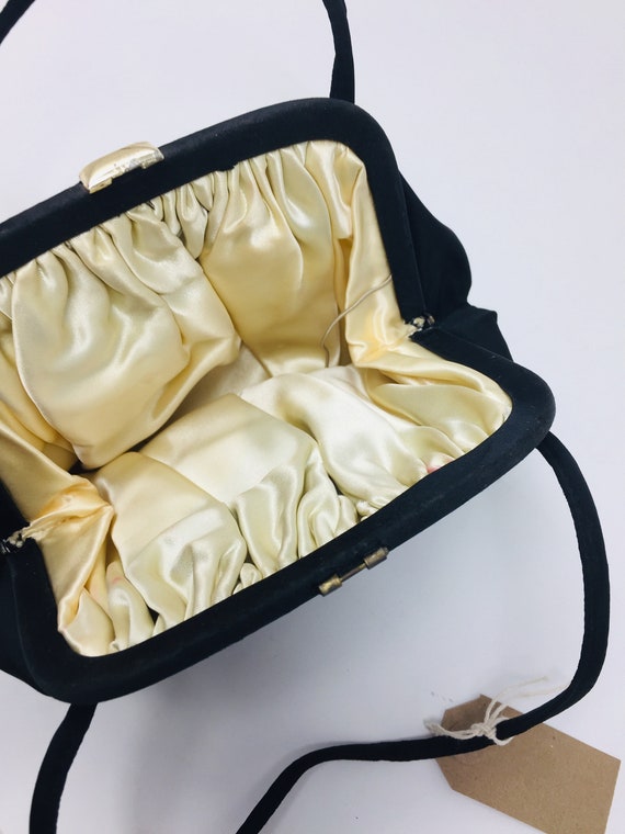 SWEET Little Vintage 1950's Black Evening Handbag… - image 3