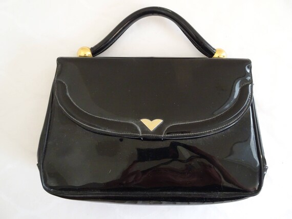 Vintage black patent leather handbags Clearance