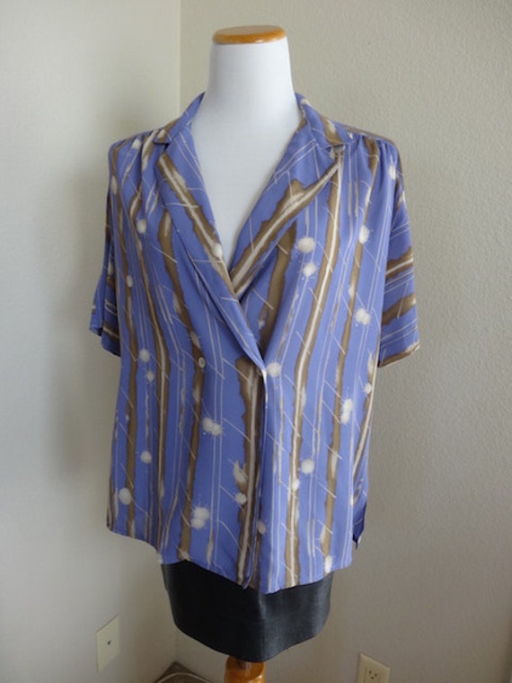 Lovely Purple Vintage Double Breasted 70's Blouse… - image 3