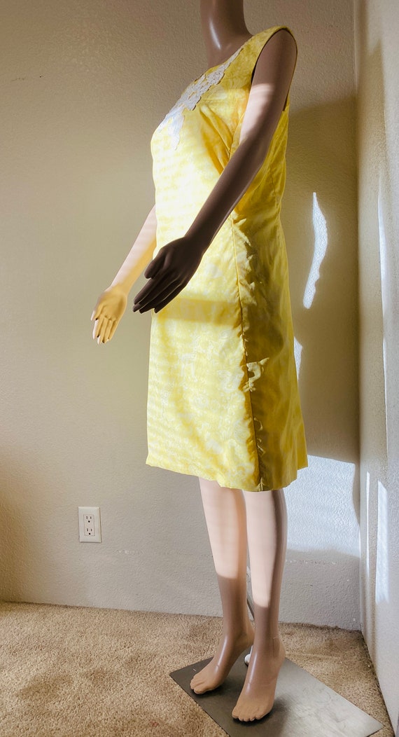 CUTE Vintage 50's Pale Yellow Cotton Dress, Made … - image 5