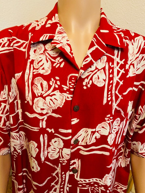 LOVELY Mens Red & White Hawaiian Shirt Made In HA… - image 2