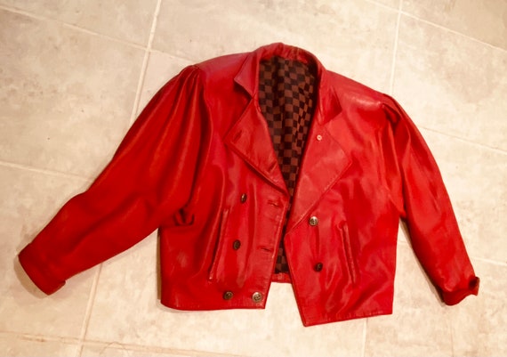 BEAUTIFUL Vintage 1980's Red Leather Womens Jacke… - image 5