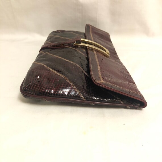Genuine Snakeskin Patchwork Clutch, Python Handba… - image 4