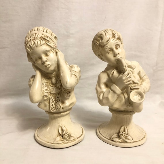 Vintage White Busts From J Kendrick Universal Statuary Corp