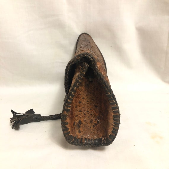 Vintage Brown Genuine Python Crossbody Bag, Dark … - image 5