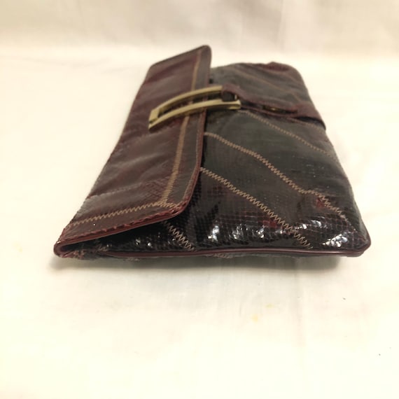 Genuine Snakeskin Patchwork Clutch, Python Handba… - image 3