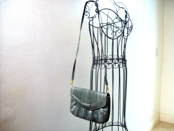Vintage Lucalsax Genuine Python Clutch | Murky Gr… - image 5