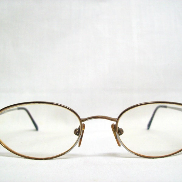 Vintage Luxottica Titanium Metal Small Oval Reading Glasses with Spring Hinges