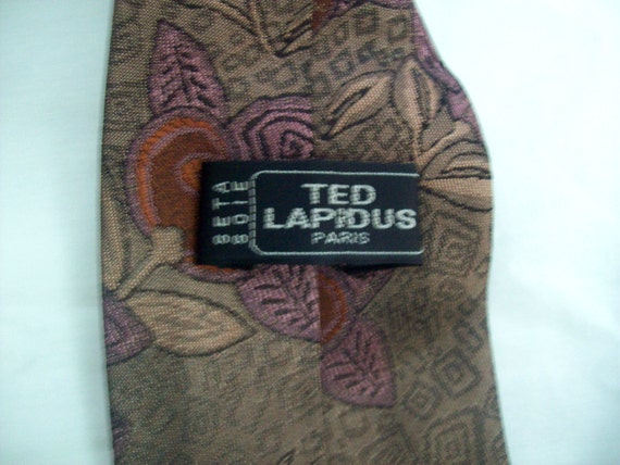 Vintage Ted Lapidus Paris Brown Geometric Floral … - image 2