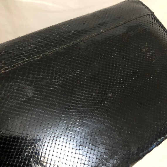 Vintage Black Snakeskin Baguette Bag | Black Pyth… - image 8