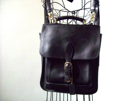 Vintage Thick Black Leather Unisex Backpack / Genuine Black  display picture 1