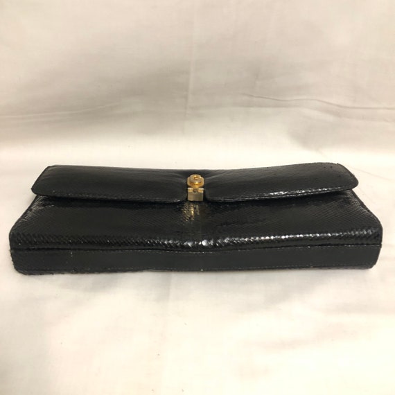 Vintage Black Snakeskin Baguette Bag | Black Pyth… - image 6