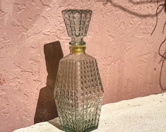 Vintage Amalfi Mid Century Diamond Point Hobnail Decanter, Antique Crystal Liquor Whiskey Bottle, Contemporary Barware, Retro Vase