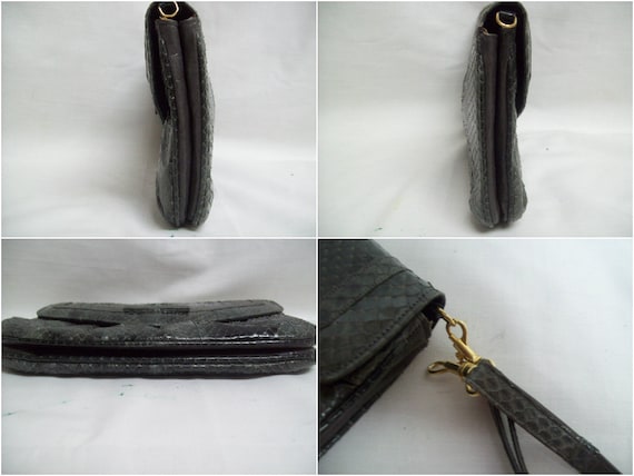 Vintage Lucalsax Genuine Python Clutch | Murky Gr… - image 4