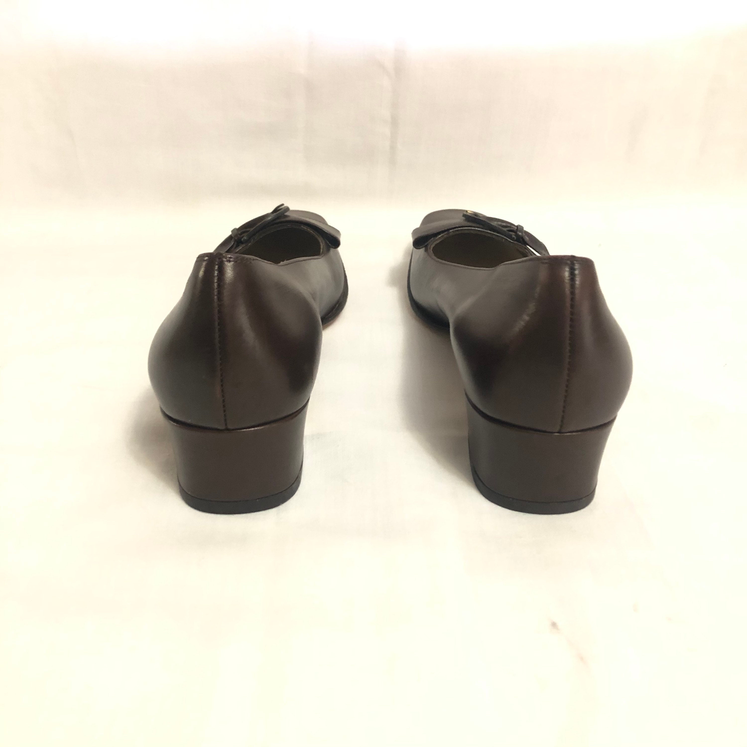 Salvatore Ferragamo Boutique Dark Brown Leather Block Kitten