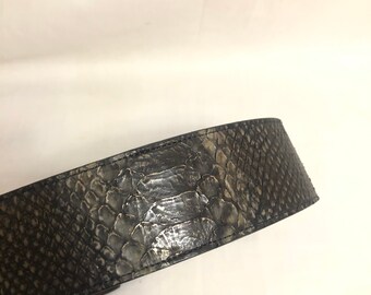 Black Genuine Python Leather Belt Size 27 Grey Snakeskin  display picture 3