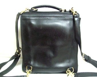 2 effe vintage unisex Elegant Black Leather Backpack Personalized Black Leather Backpack with Side Pockets – MAHI  main image 2