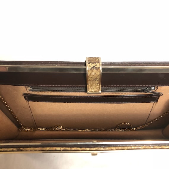 Natural Python Clutch with Gold Chain, Beige Snak… - image 6