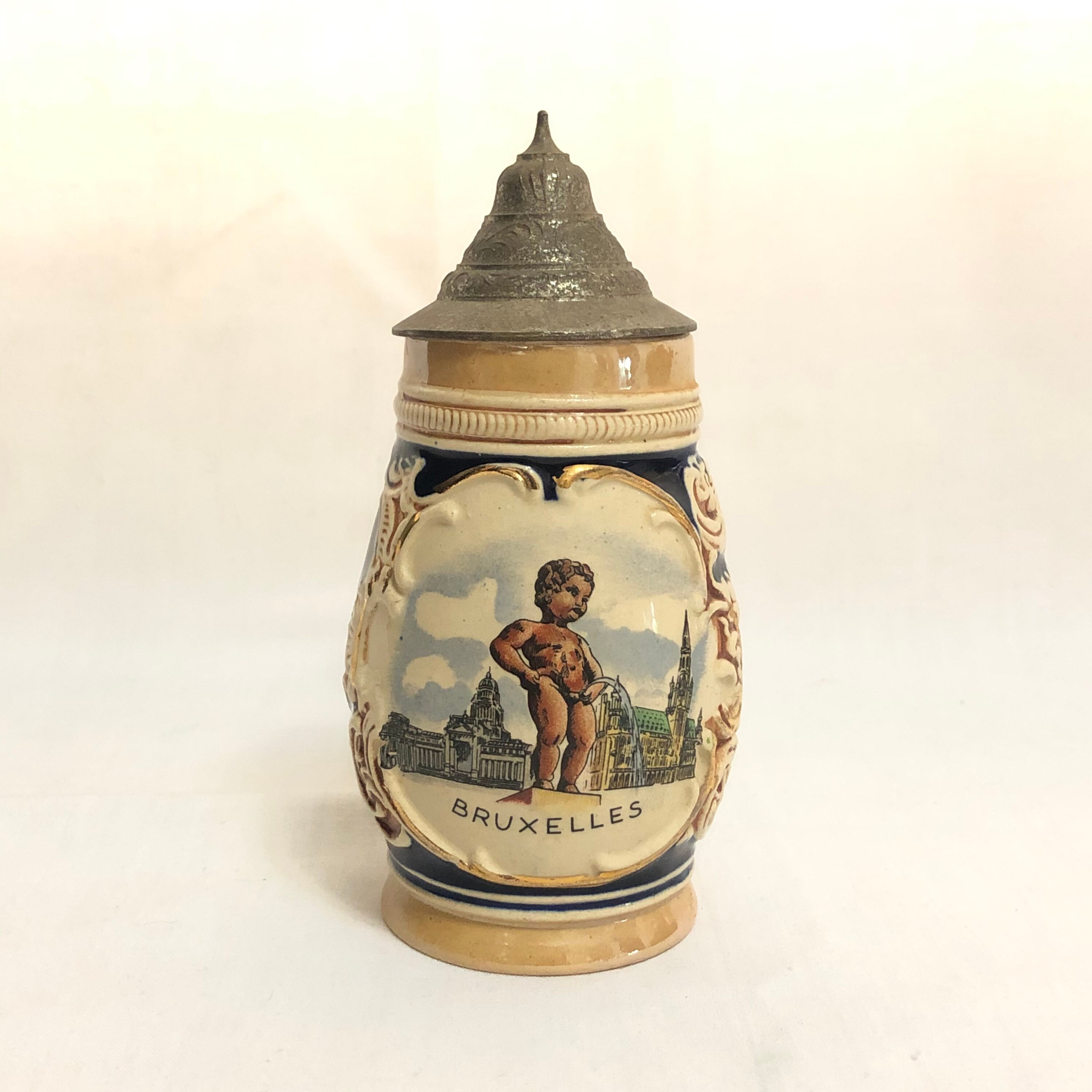 Vintage DBGM Small German Beer Stein, Bruxelles Brussels