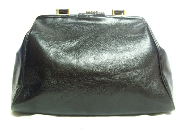 Vintage Glamour Bags Genuine Black Python Snakesk… - image 2