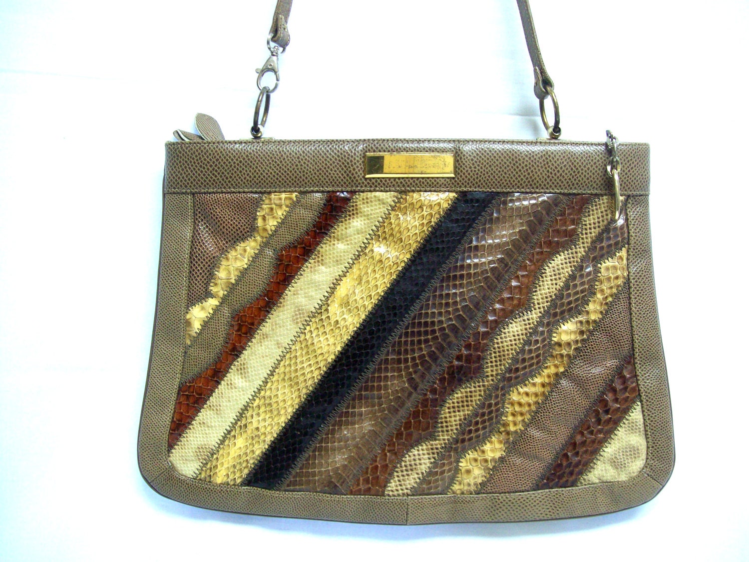 Vintage Bags by Supreme Genuine Multicolored Earthy Snakeskin 