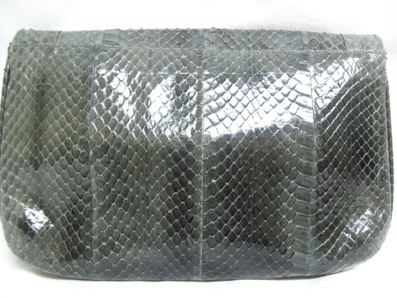 Vintage Lucalsax Genuine Python Clutch | Murky Gr… - image 2