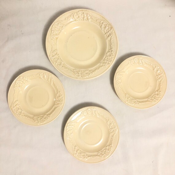 Adams Royal Ivory Titian Ware Embossed Cherub Dinner and Desert