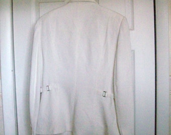 Vintage VERTIGO Pour La Ville Paris White Polyester Womens Blazer