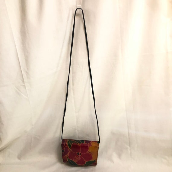 Vintage Red & Orange Leather Floral Crossbody Bag… - image 6