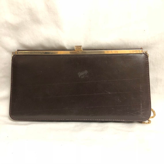 Natural Python Clutch with Gold Chain, Beige Snak… - image 2