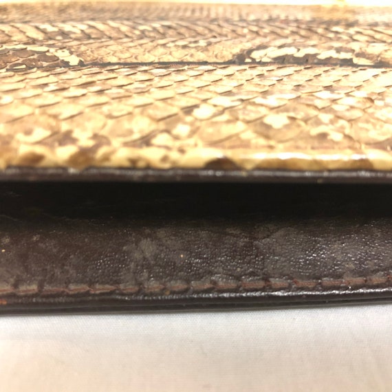 Natural Python Clutch with Gold Chain, Beige Snak… - image 5