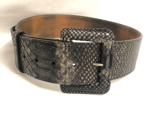 Chico snakeskin leather belt Chicos Brown Snakeskin Genuine Leather Fashion Buckle Belt M  main image 4