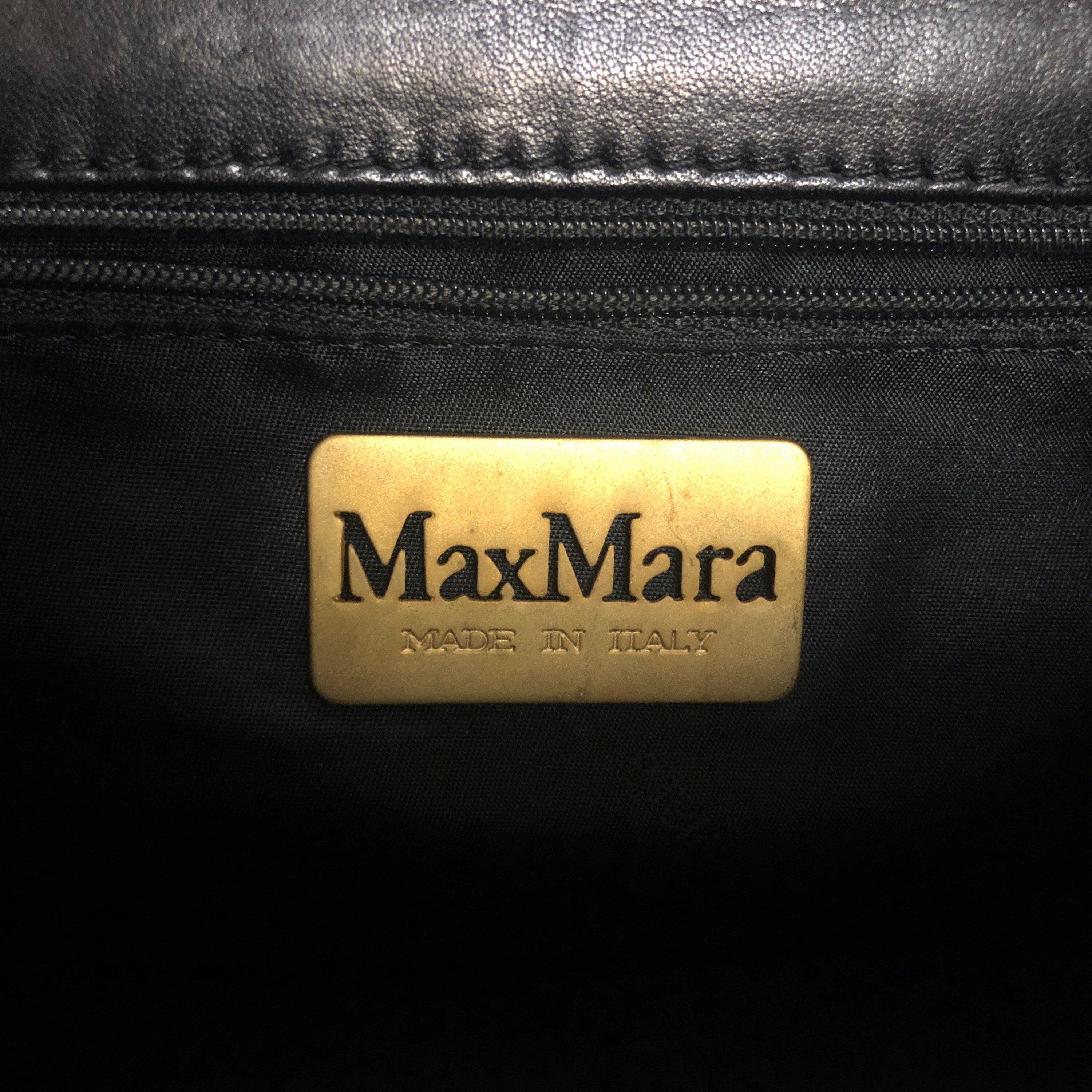 MAX MARA Vintage Black Quilted Leather Shoulder Bag