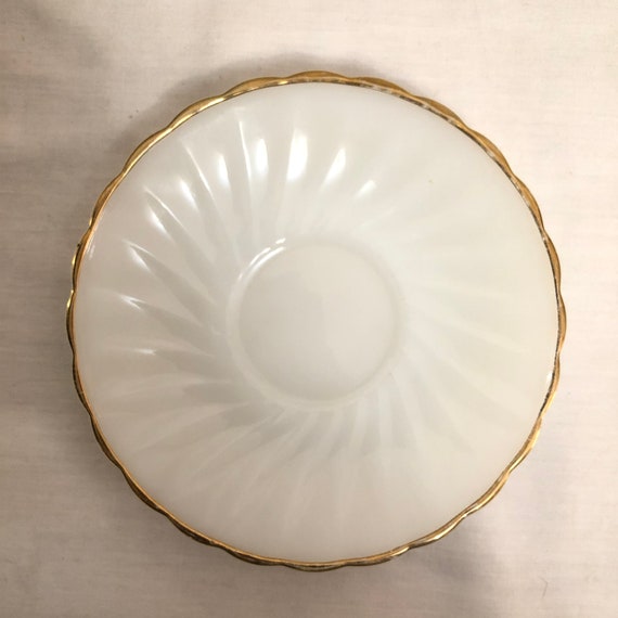 Vintage Anchor Hocking Suburbia Saucer, Mid Century White Milk