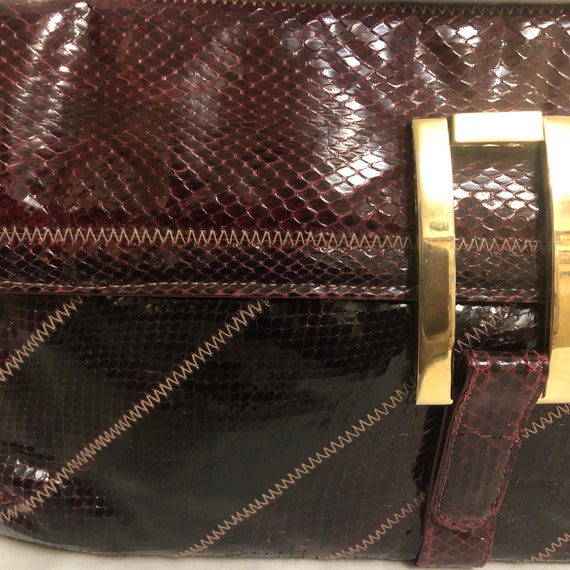 Genuine Snakeskin Patchwork Clutch, Python Handba… - image 6