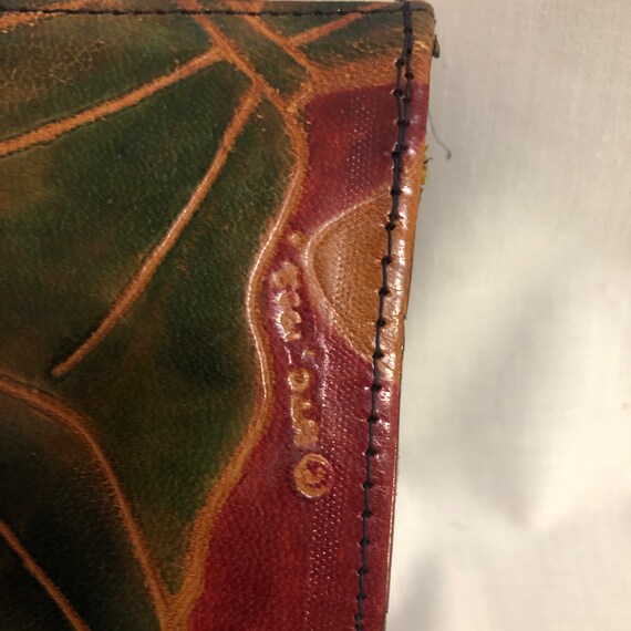 Vintage Red & Orange Leather Floral Crossbody Bag… - image 7