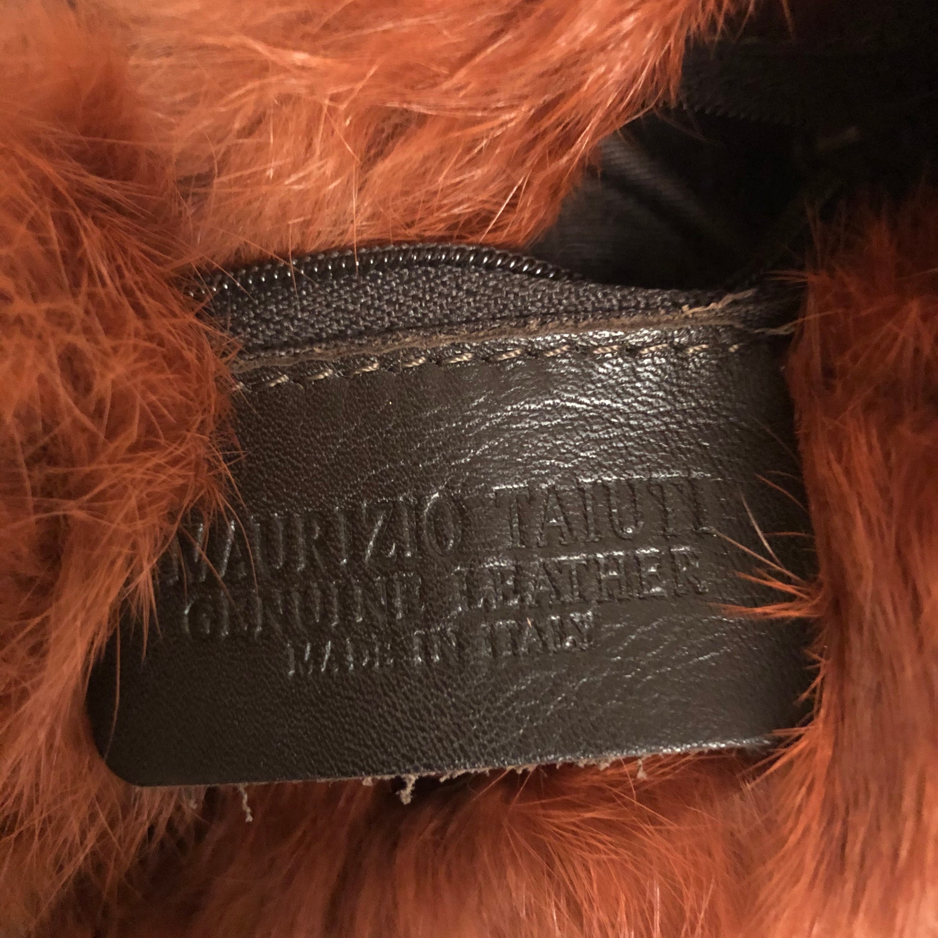 Maurizio Taiuti Burnt Orange Fur Crossbody Bag With a Leather
