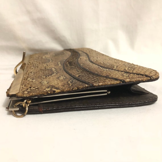 Natural Python Clutch with Gold Chain, Beige Snak… - image 4
