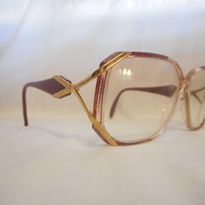 Vintage Silhouette SPX M 1762 80s Oversized Maroon Eyeglasses Sunglasses with Gold Details Made in Austria | Large Red Designer Sunglasses