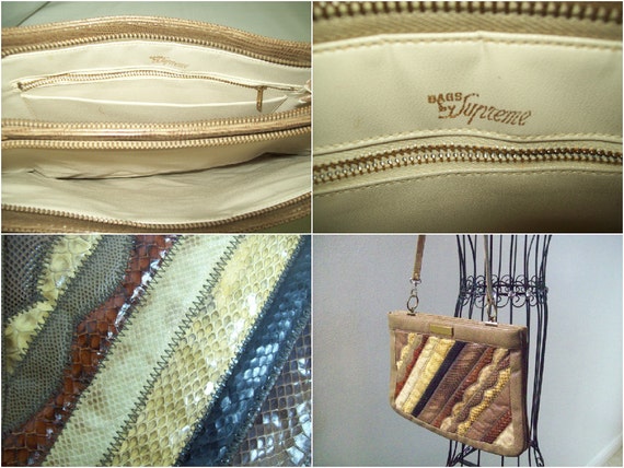 Vintage Bags by Supreme Genuine Multicolored Earthy Snakeskin 