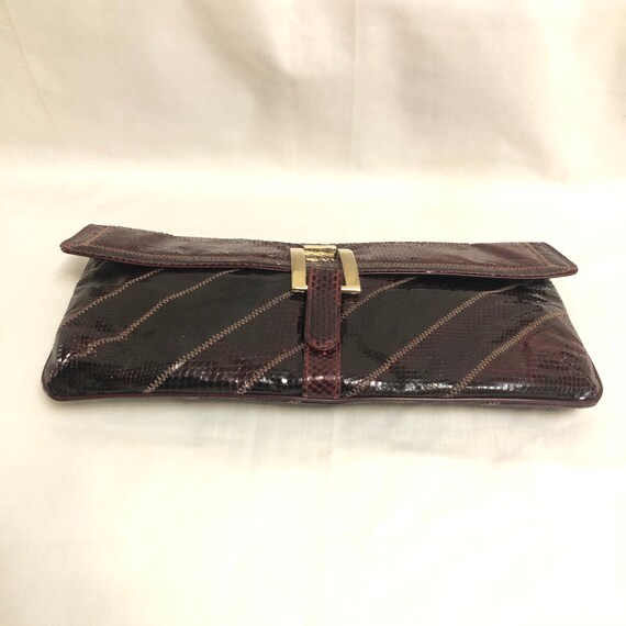 Genuine Snakeskin Patchwork Clutch, Python Handba… - image 2