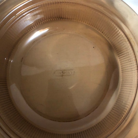 Vintage Pyrex Vision Ribbed Amber Glass Nesting Casserole Dishes