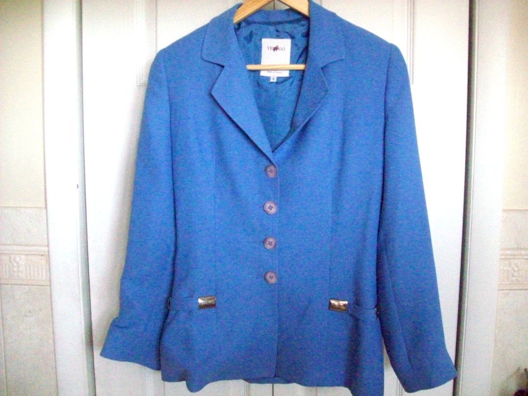 Vintage VERTIGO Pour La Ville Paris Blue Violet Polyester Womens